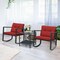 3 Pieces Wicker Rocking Bistro Set with Glass Coffee Table and Storage Shelf
